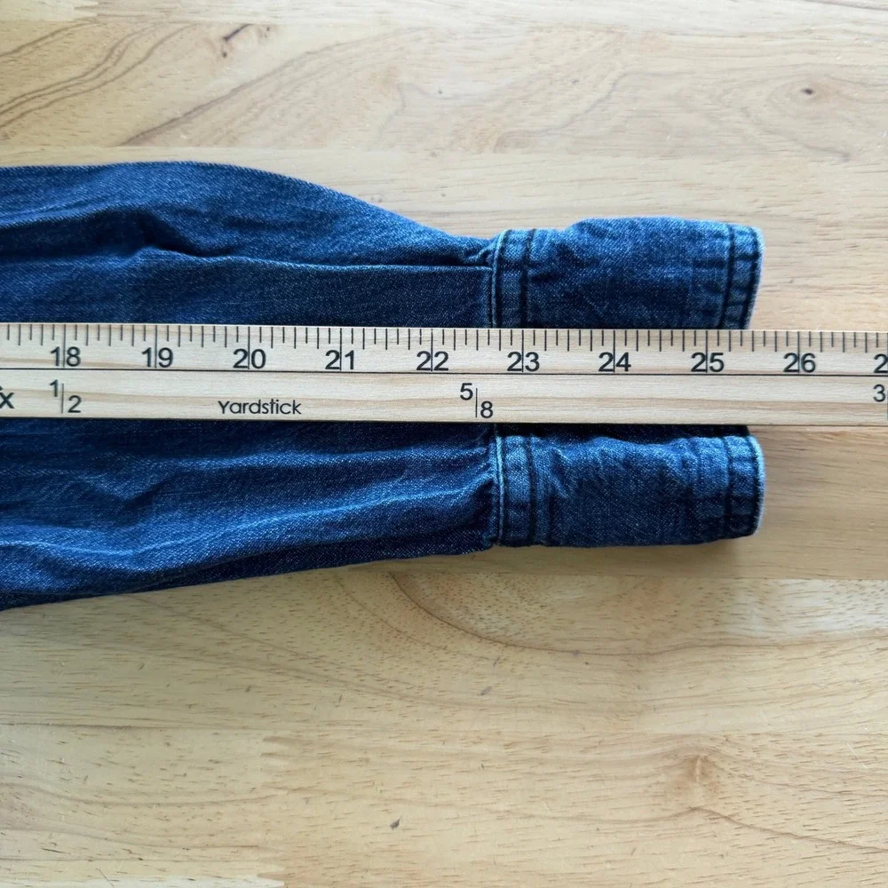 True Religion Western Denim Jean Pearl Snap Shirt Mens M Cotton Blue Great Fade